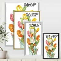 DesignArt 'Цветање портокалови и бели лалиња цвет' Традиционална врамена платна wallидна уметност печатење