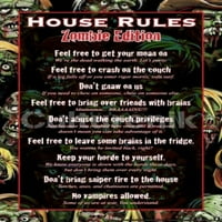 Куќа Правила-Зомби Ламинат & Врамени Постер