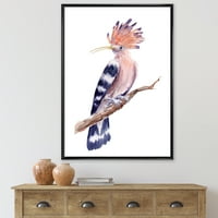 DesignArt 'Античка Hoopoe Bird на гранка' Традиционална врамена платно wallидна уметност печатење