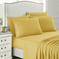 Слатка домашна колекција серија за кревети - дополнителен мек микрофибер длабок џеб -лист сет - жолта, кралица