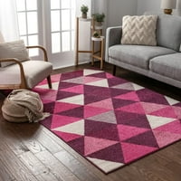 Добро ткаена мистика Алвин со модерна геометриска виолетова 5'3 7'3 Област килим